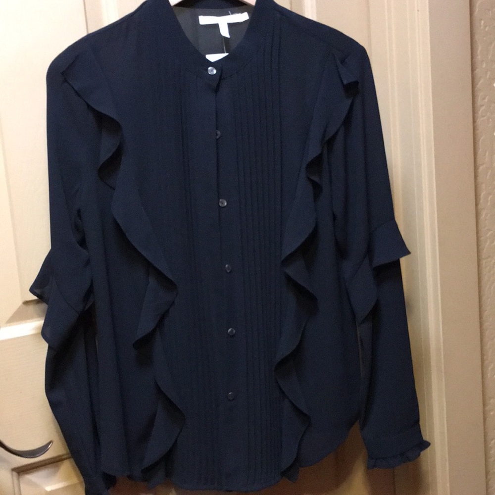 Avec Les Filles black Ruffle Blouse